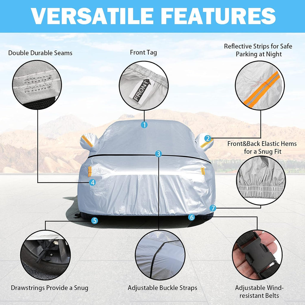 6-Layers Waterproof Car Covers with Night Reflective O423085