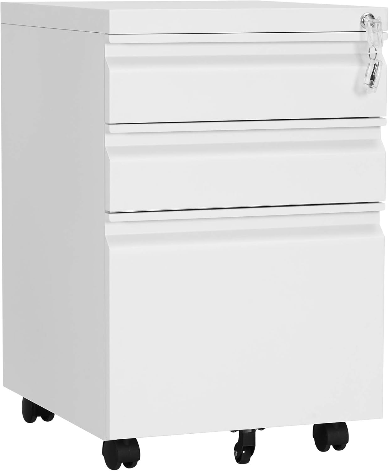 Black Mobile File Cabinet with Wheels and Lock O2664
