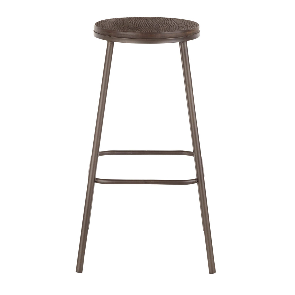 Industrial Round Bar Stool (Set of 2) Vintage White/Espresso V82799