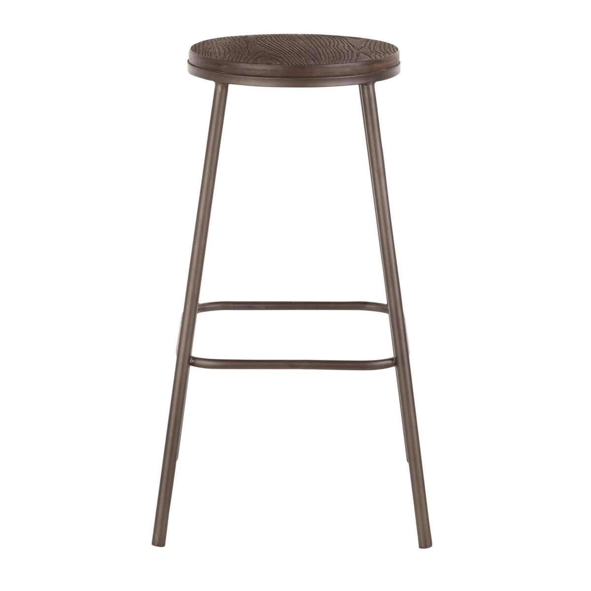 Industrial Round Bar Stool (Set of 2) Vintage White/Espresso V82799