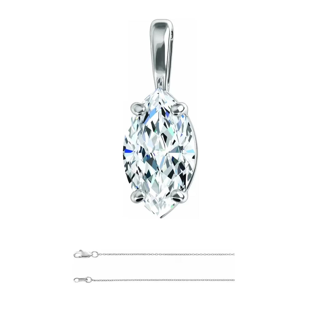 14k White Gold Diamond Solitaire Pendant Necklace S8719