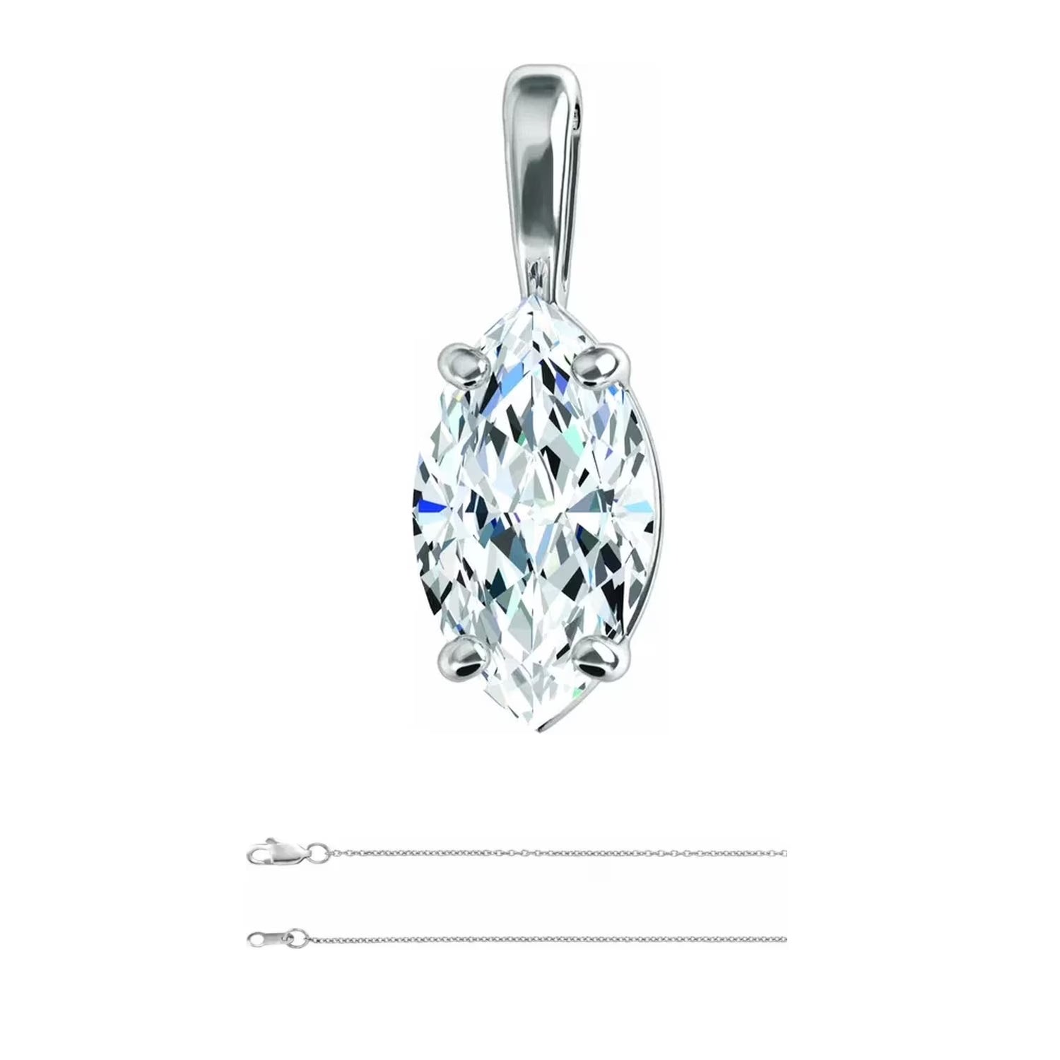 14k White Gold Diamond Solitaire Pendant Necklace S8719