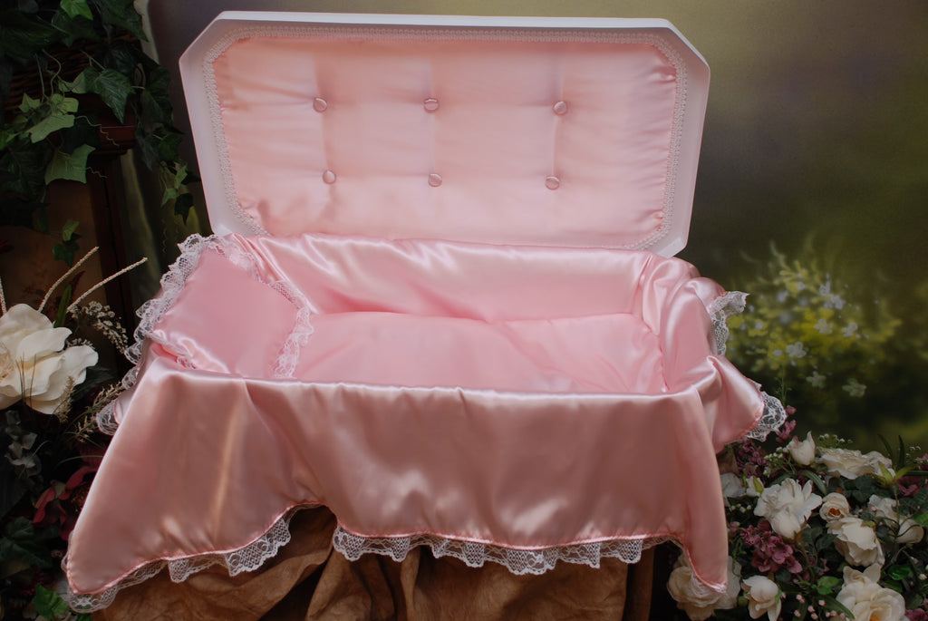 White/Pink Medium Pet Casket S631957