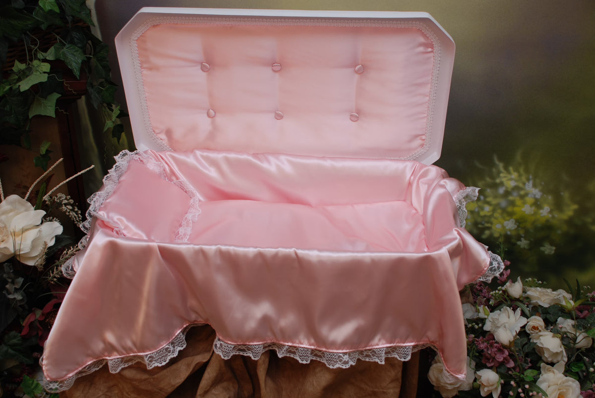 White/Pink Medium Pet Casket S631957