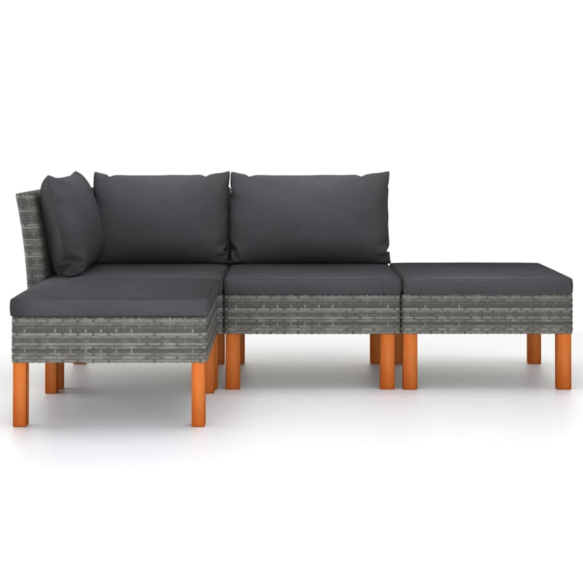 4 Piece Patio Set with Cushions Poly Rattan Gray R95687