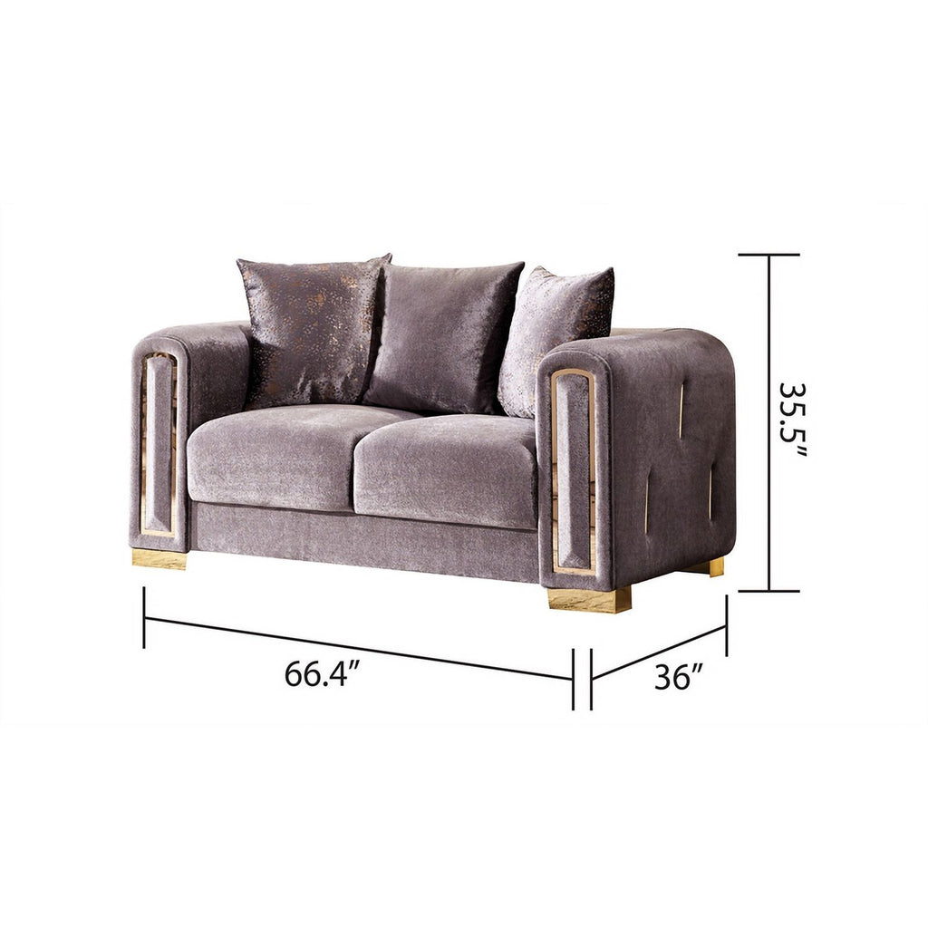 Gray Velvet 2Pc Living Room Set With Wood D30999
