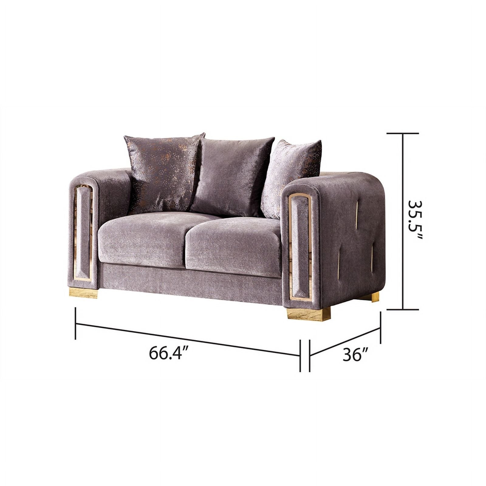 Gray Velvet 2Pc Living Room Set With Wood D30999