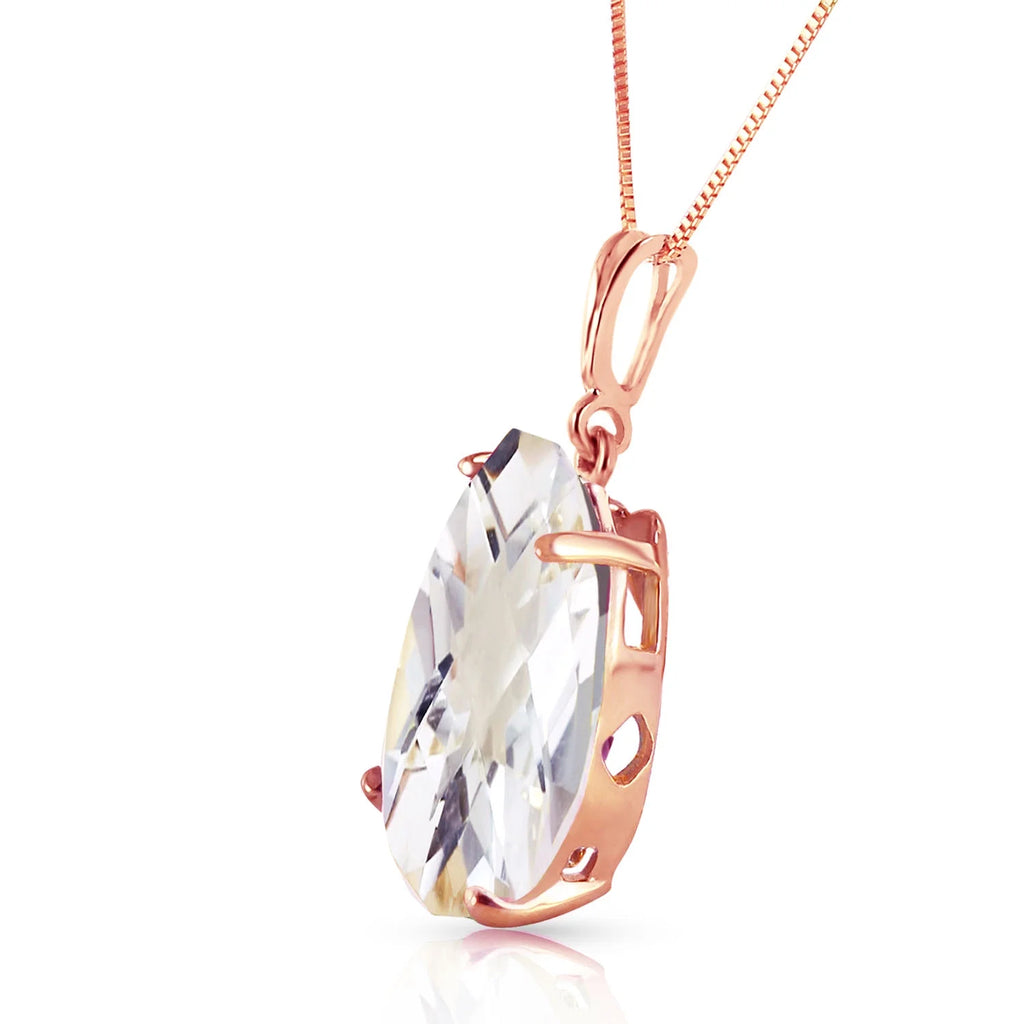 14k Rose Gold Teardrop White Topaz Pendant Necklace D9120