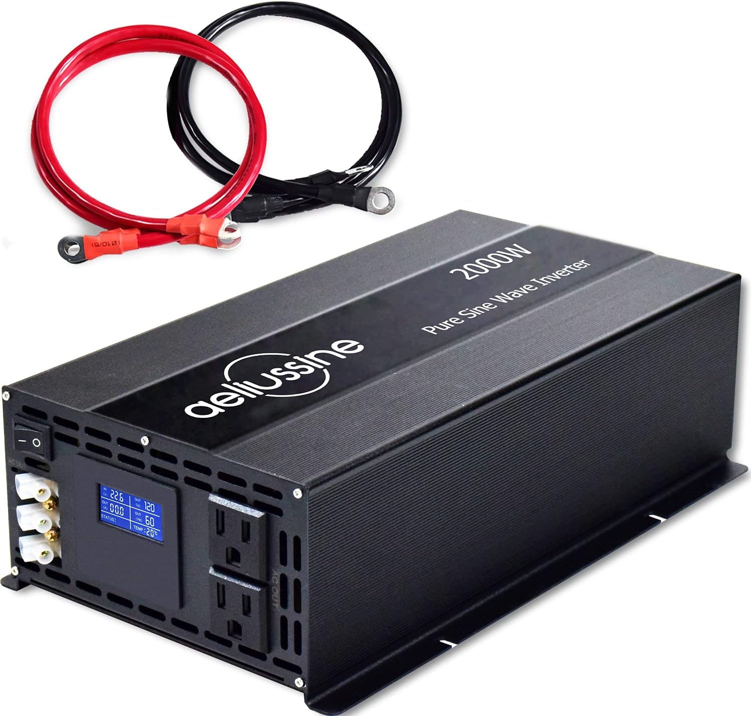 2000w Pure Sine Wave Power Inverter 48v DC to AC 110v 120v with Hardwire Terminal LCD Display D447805