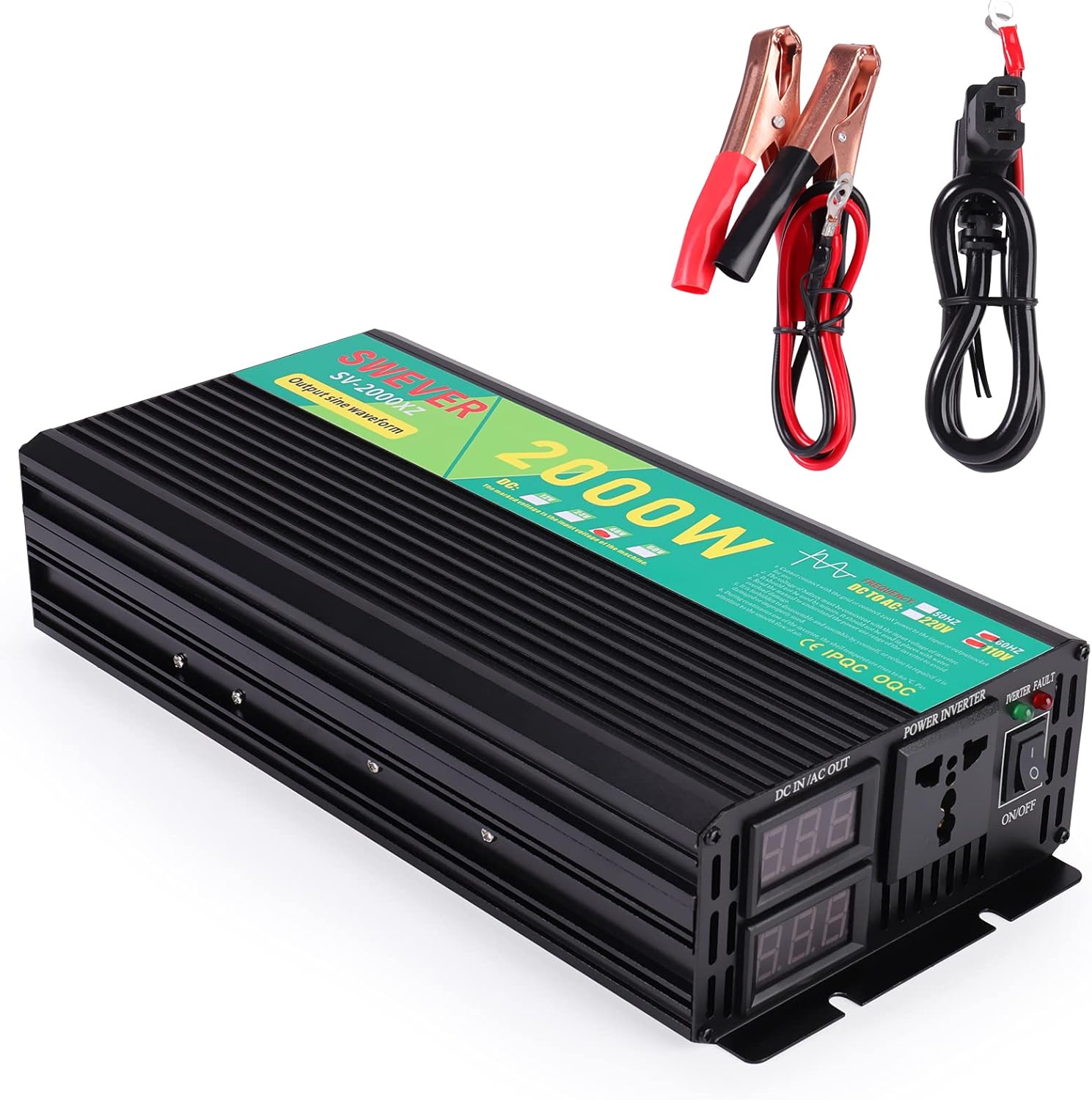 1250W Pure Sine Wave Power Inverter DC 24V to AC 110V with Digital LED Display N99515