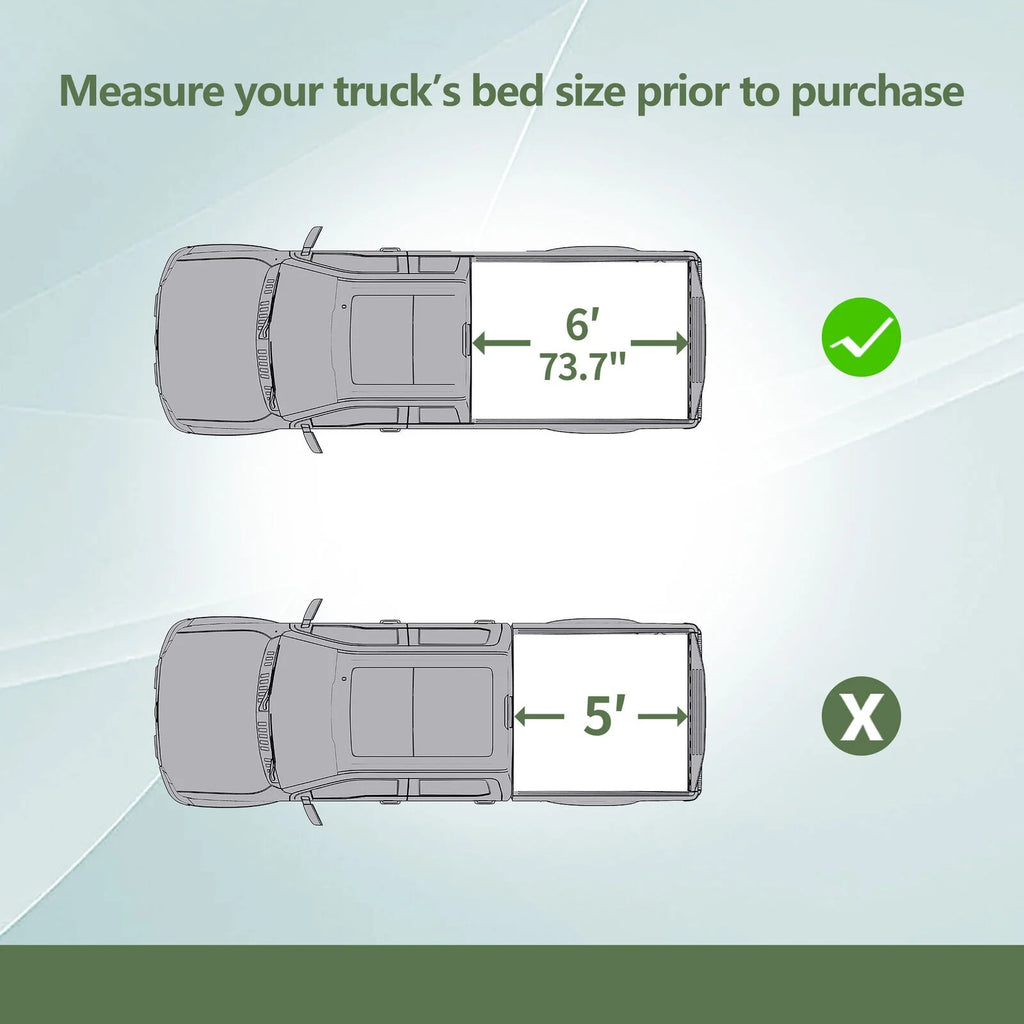 6ft Soft Tri-fold Truck Bed Tonneau Cover with led lamp H609