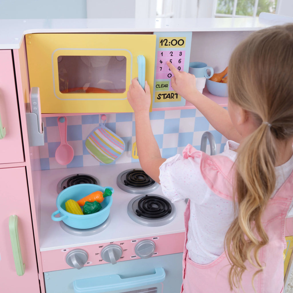 Pastel Wooden Play Kitchen with Play Phone Z1000