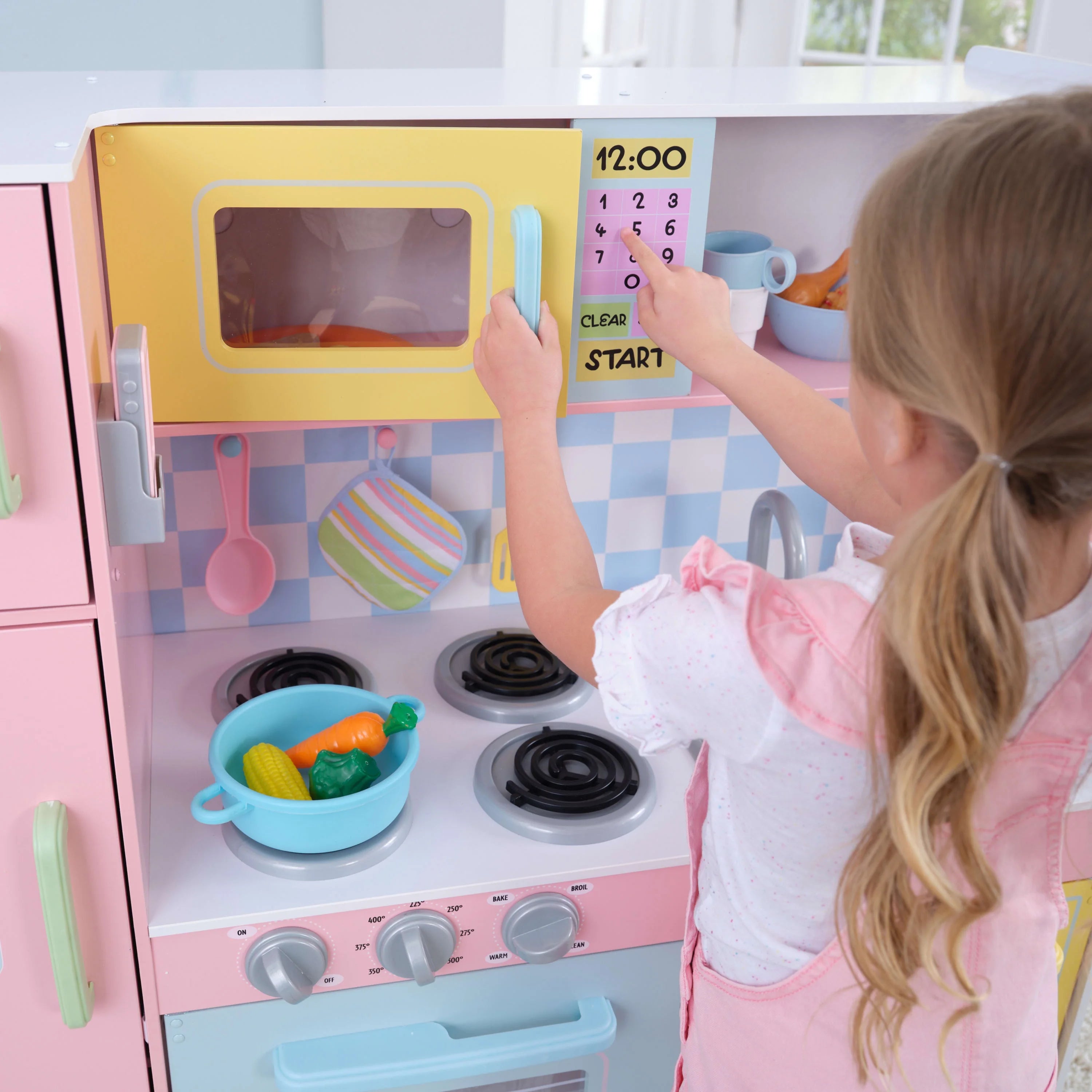 Pastel Wooden Play Kitchen with Play Phone Z1000