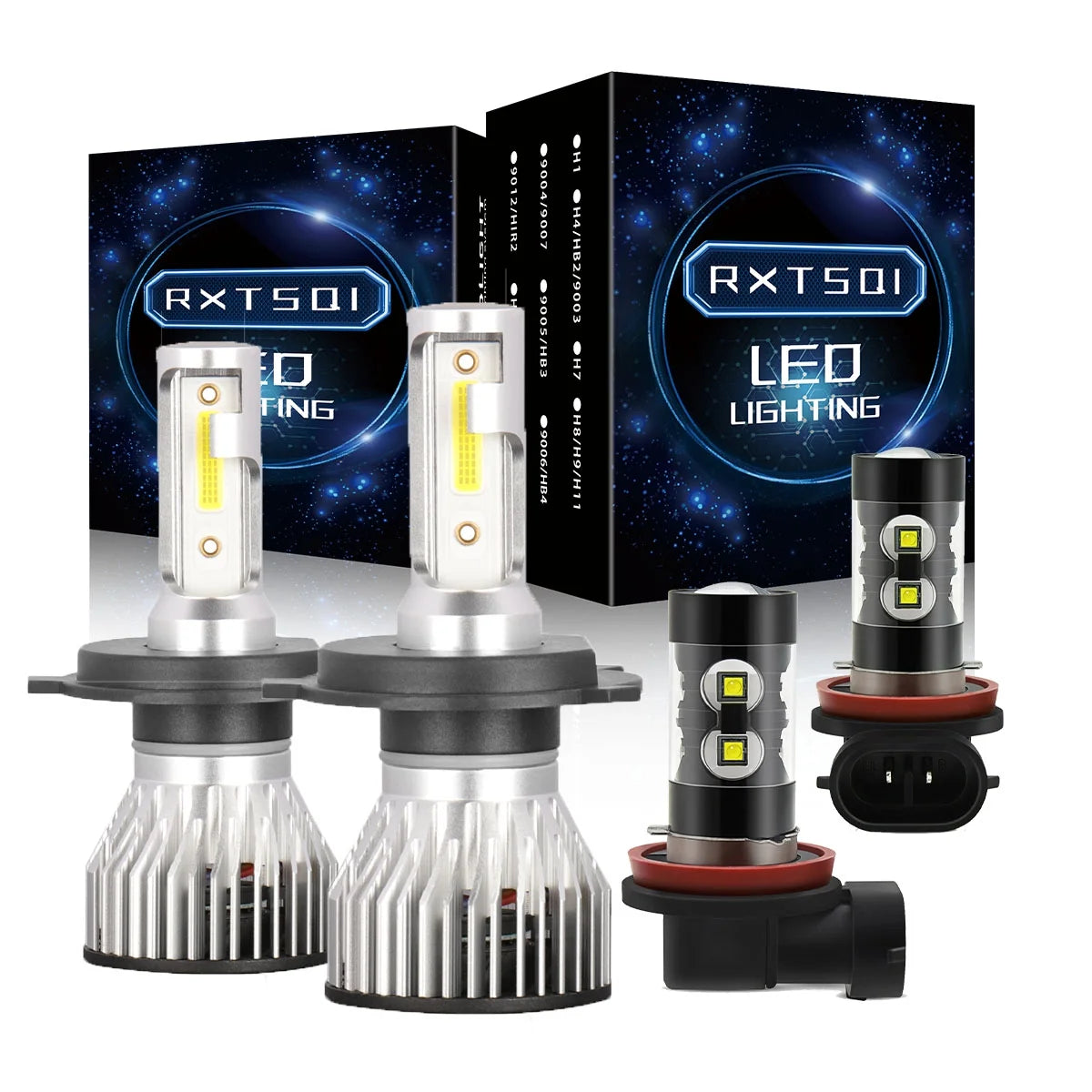 4x Combo LED Bulbs Kit Headlight Foglight White H4/9003+H11/H8 F8923