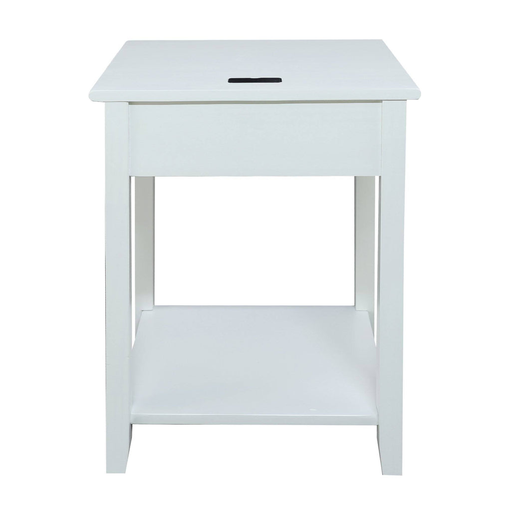 White Nightstand with USB Port R6755