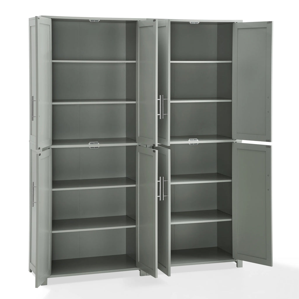 Tall Wood Pantry in Gray (Set of 2) S862