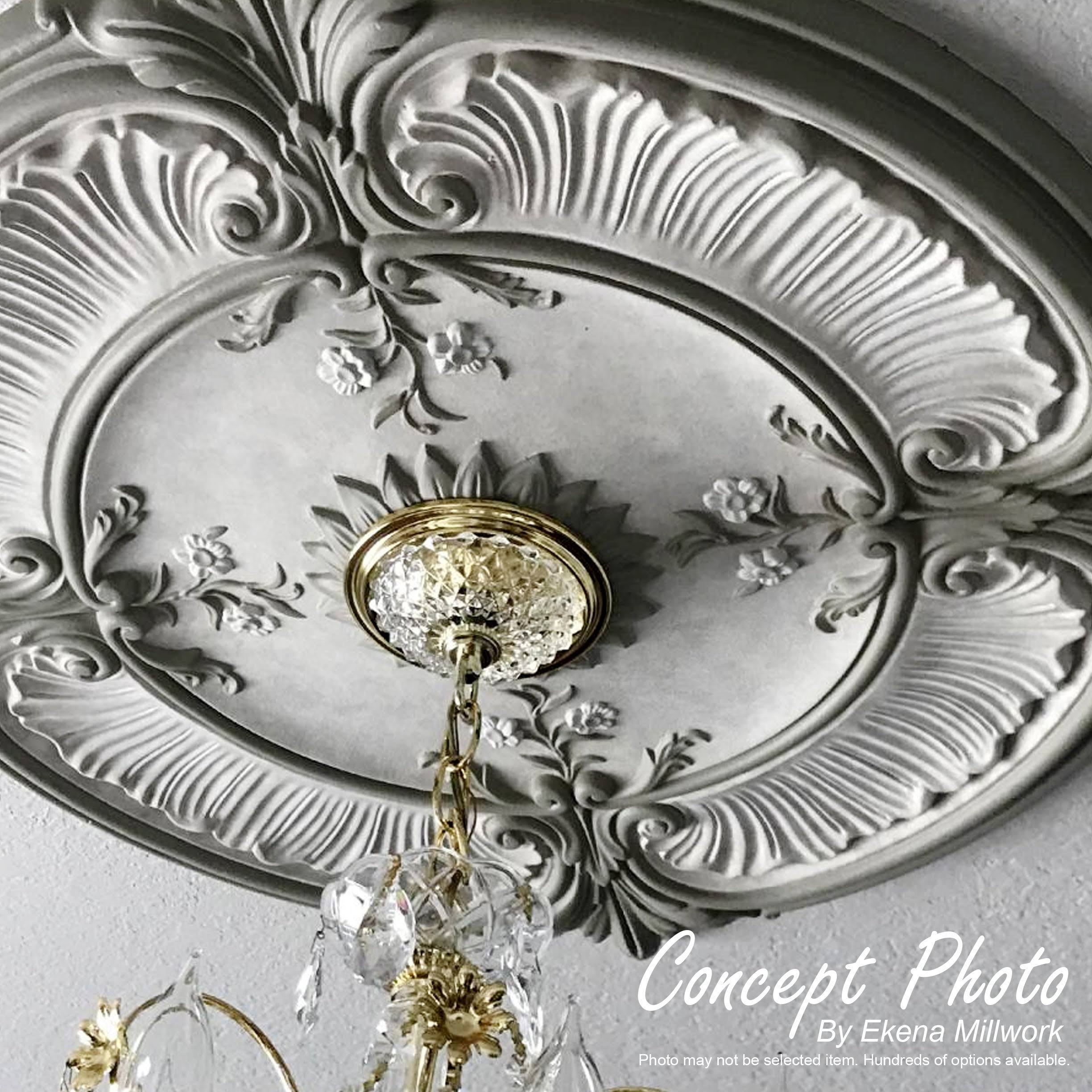 Acanthus Ceiling Medallion, Hand-Painted Silver V1483