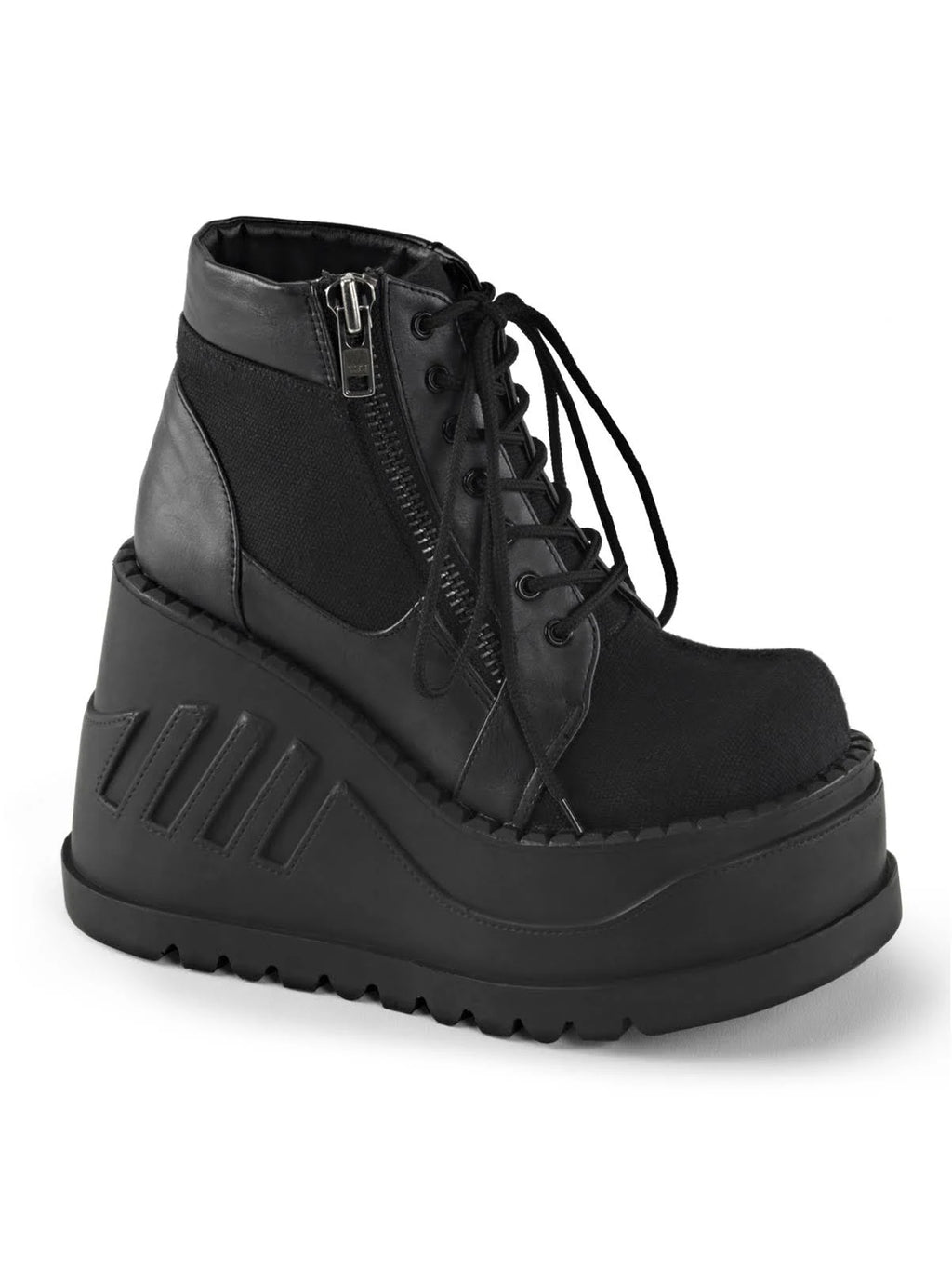 Black Canvas-Vegan Leather Stomp-10 Boots O146289