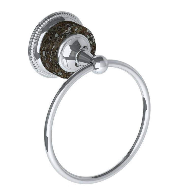 Venetian Wall Mount Towel Ring in Green Patina with Positano Grey Marble Lever Handle T299