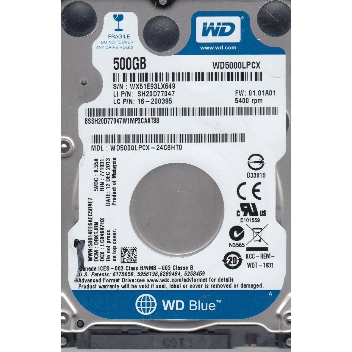 500GB 2.5 Inch 5400 RPM SATA Hard Disk Drive Q5837