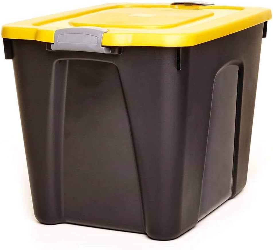 Black and Yellow 34 Gallon Plastic Storage Container Set of 2 O48013