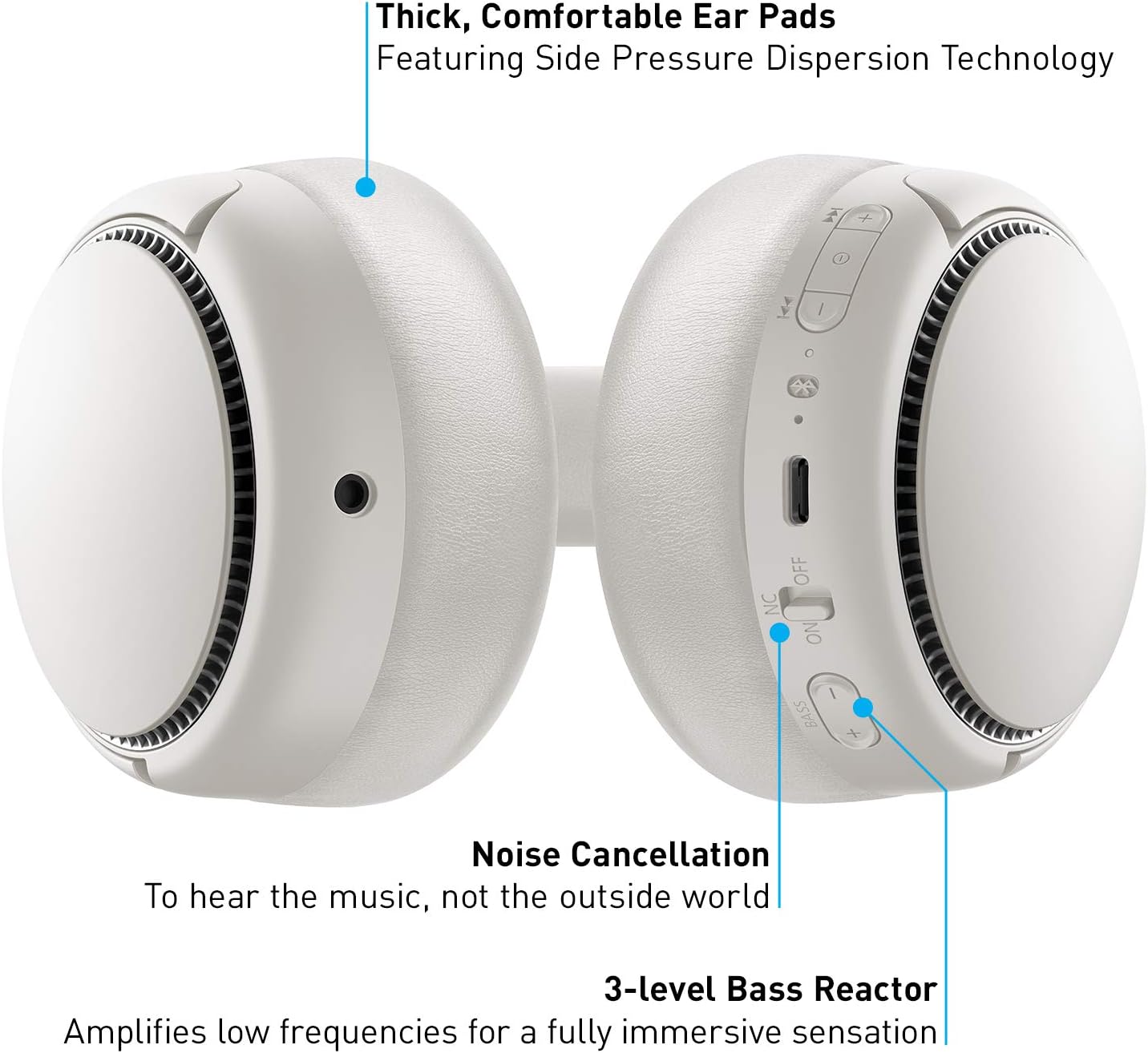 Sand Beige Wireless Bluetooth Noise Cancelling Headphones Pack of 2 E1254