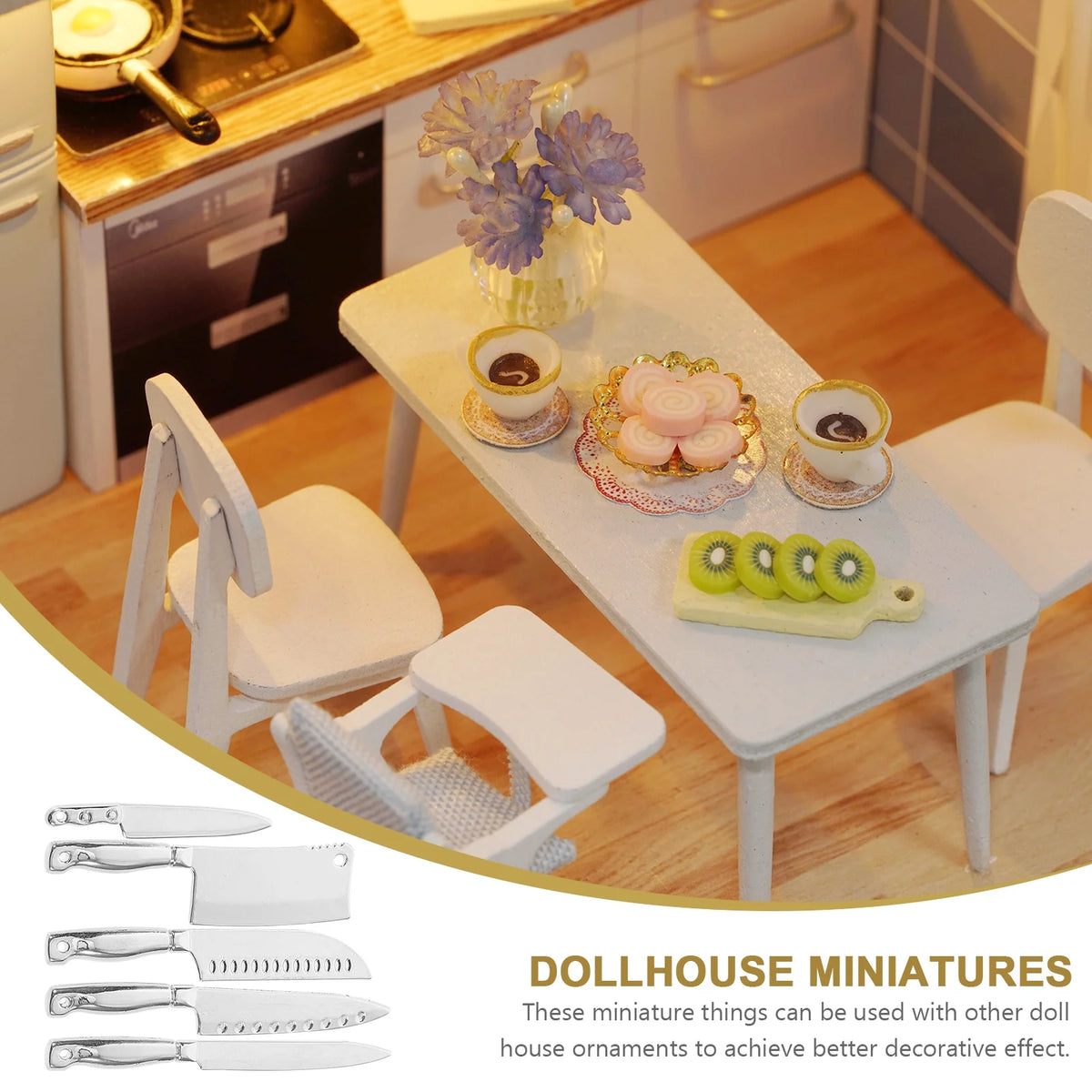 5pcs Miniature Cutlery Ornaments Dollhouse Decorations Pretend Play Toys R58050