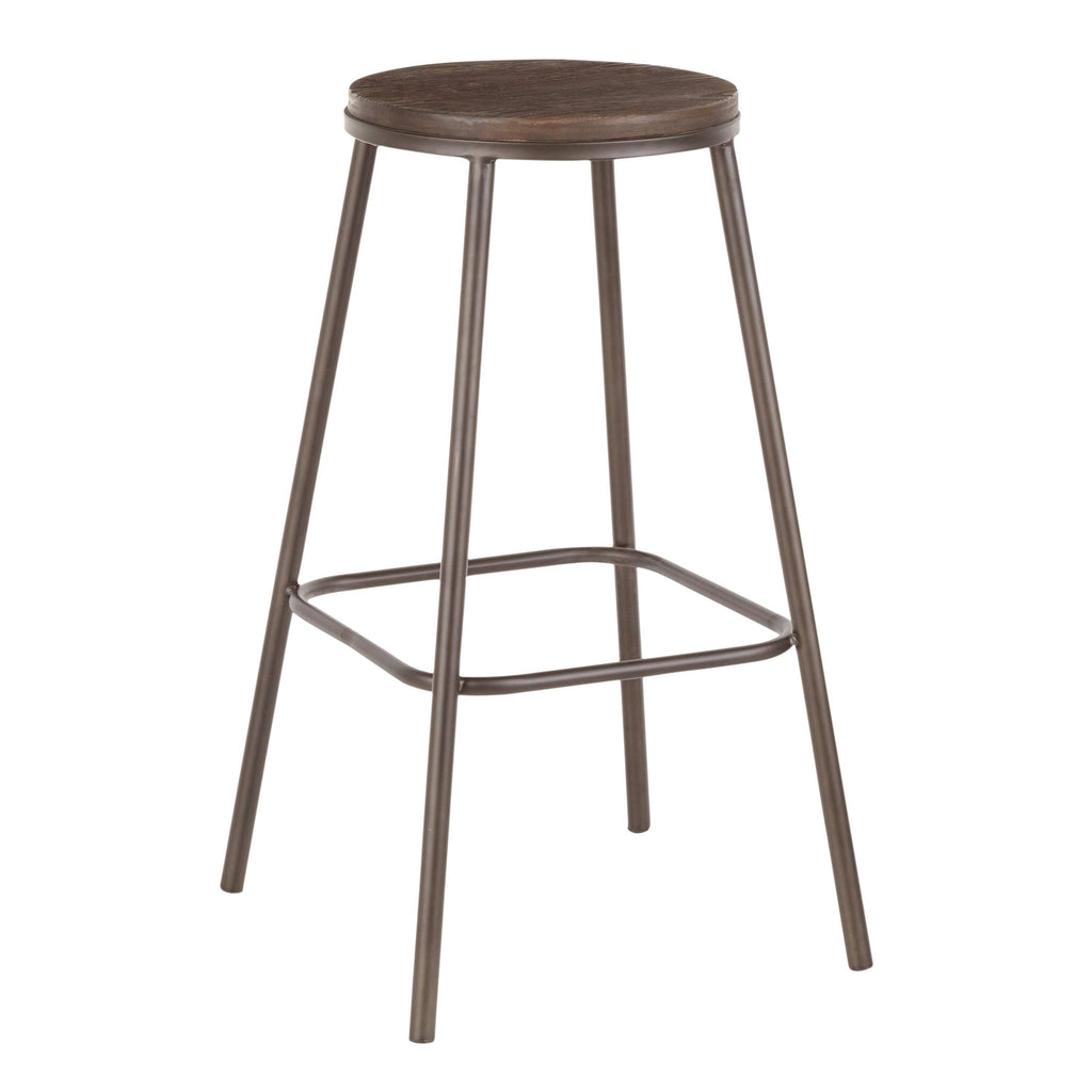 Industrial Round Bar Stool (Set of 2) Vintage White/Espresso V82799