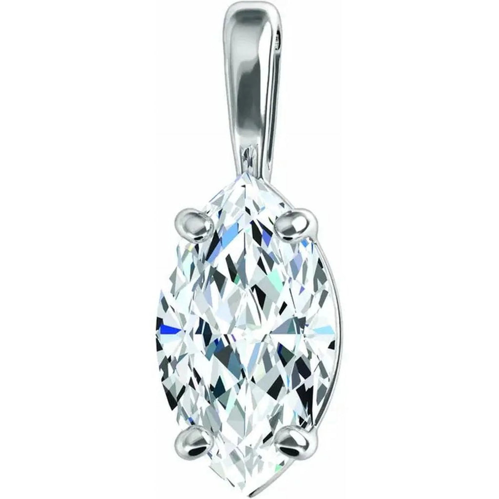 14k White Gold Diamond Solitaire Pendant Necklace S8719