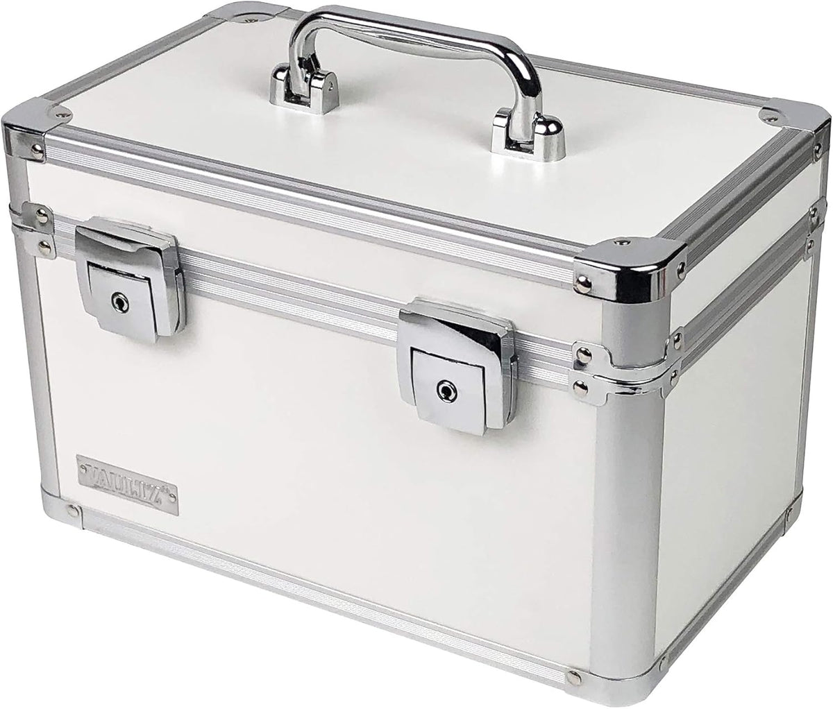 White Locking Storage Box with Adjustable Compartments X712