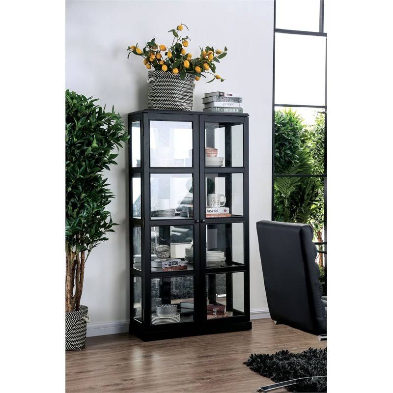Black 5-Shelf Wood Curio Cabinet D3884