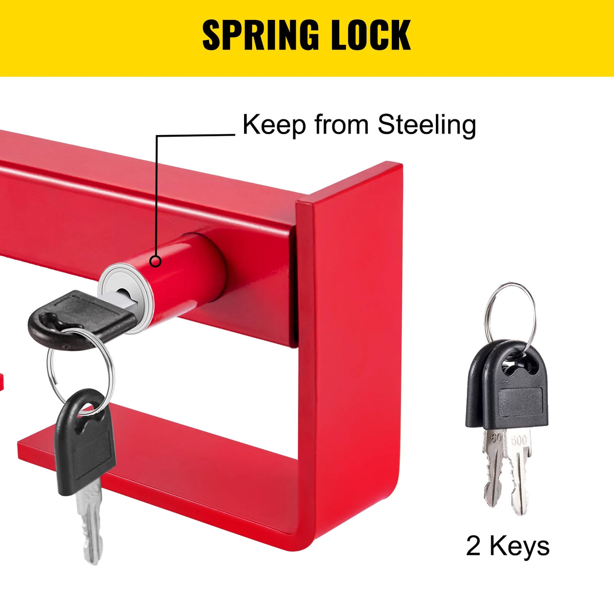 Red Powder-Coated Semi Truck Door Lock with 2 Keys D63445