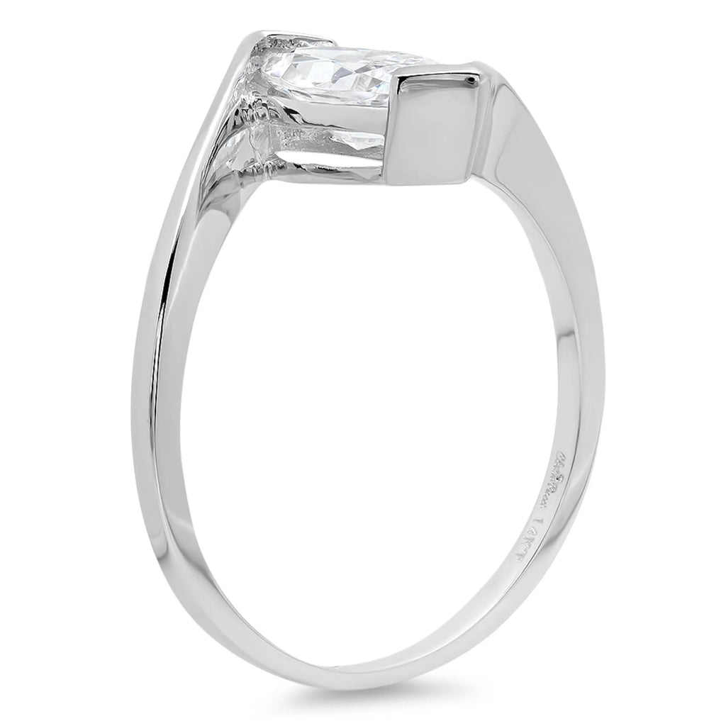 14k white gold marquise cut clear simulated diamond engagement ring size 9.75 L827