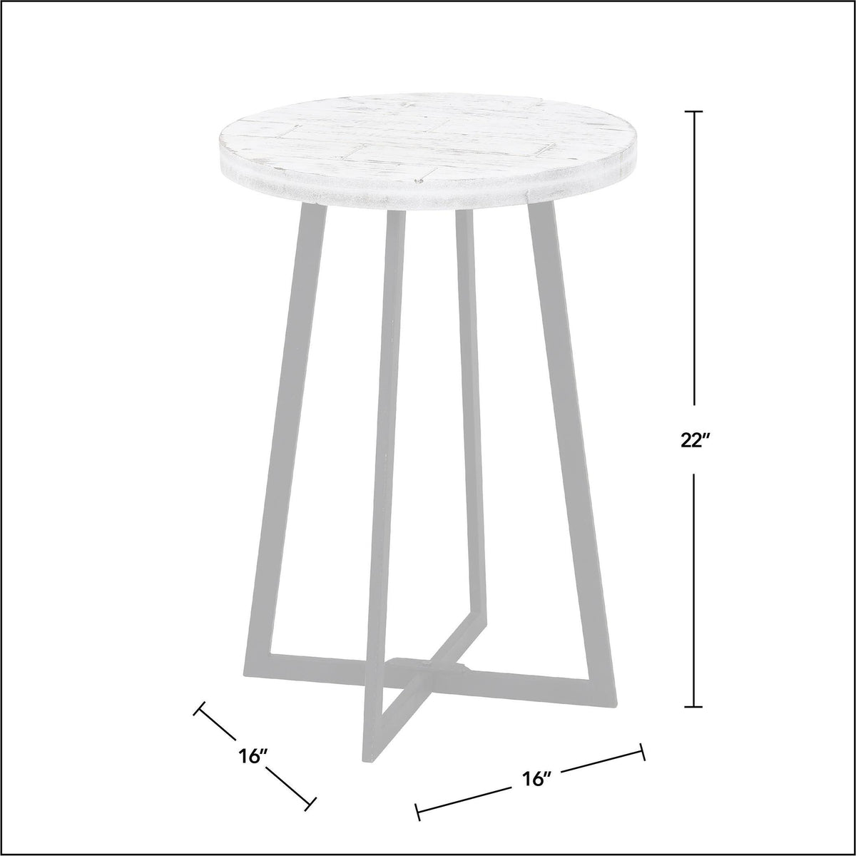 White Farmhouse Shiplap Table, Wood, 16 x 16 x 22 in O642189
