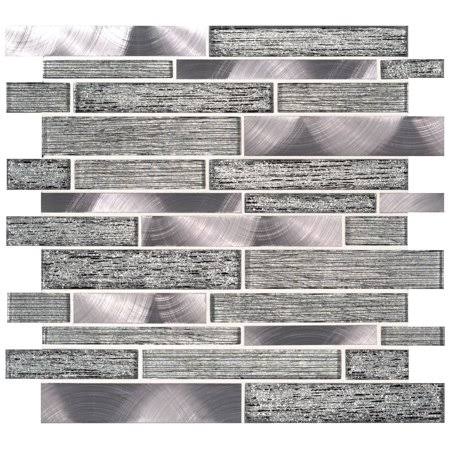 11.73 in. x 11.61 in. x 8mm Glass Metal Mesh-Mounted Mosaic Tile U9164