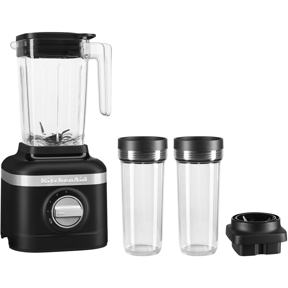 Black Matte 3 Speed Blender with 2 Personal Blender Jars E7519