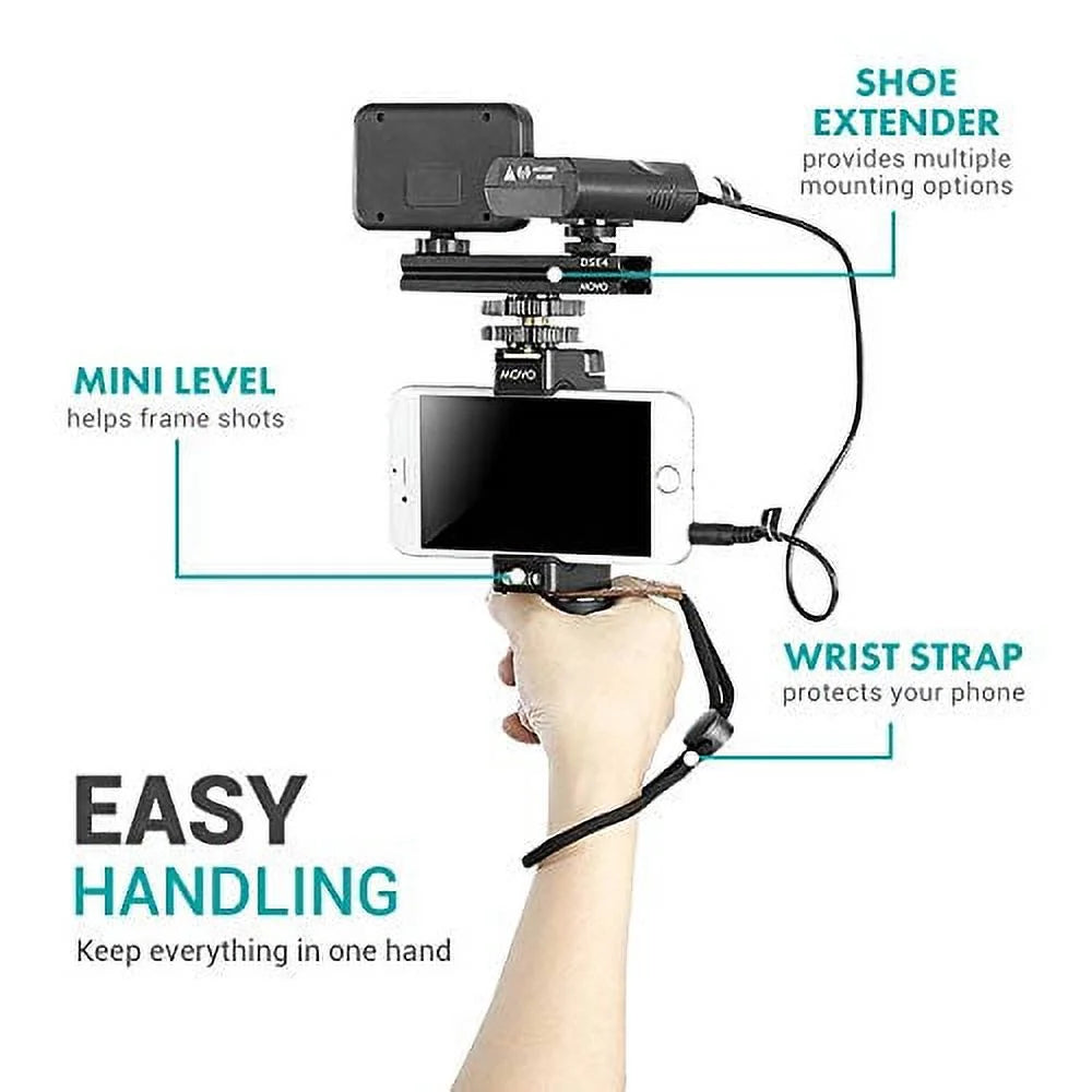 Smartphone Video Kit with Grip Rig, Wireless Lavalier Microphone, LED Light & Wireless Remote J4201