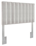 Light Gray King Velvet Channel Headboard H188