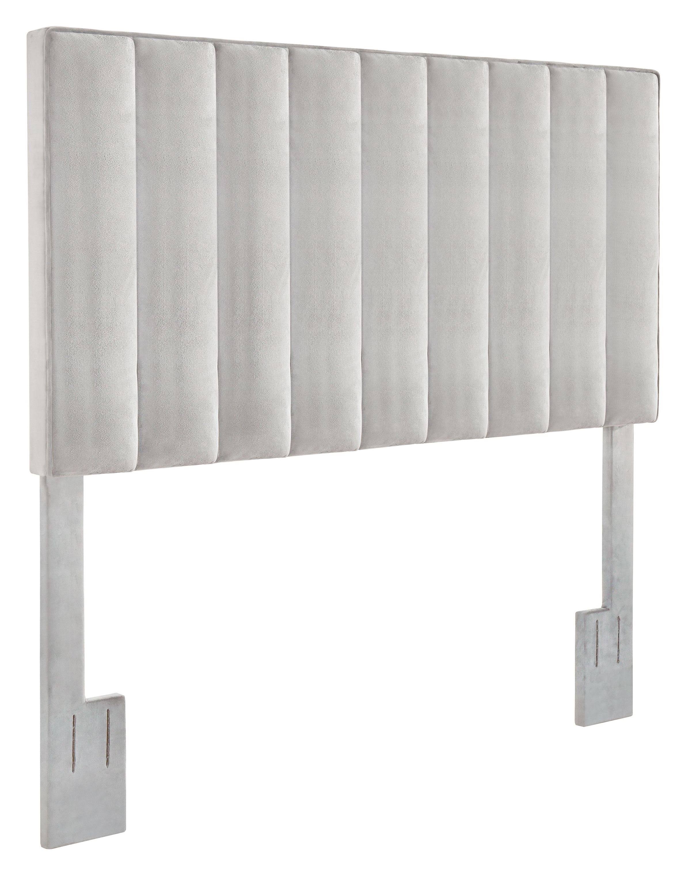Light Gray King Velvet Channel Headboard H188