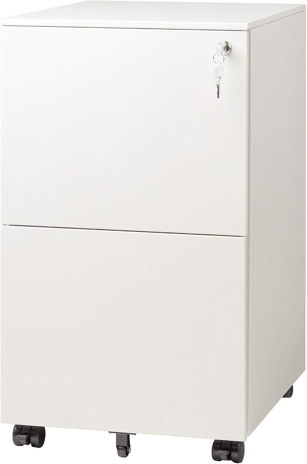 White 2-Drawer Mobile File Cabinet with Lock T403002