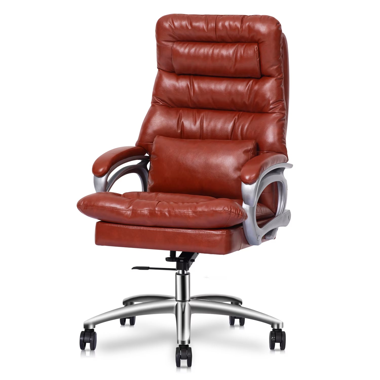 Brown PU Leather Swivel Office Chair Q469705