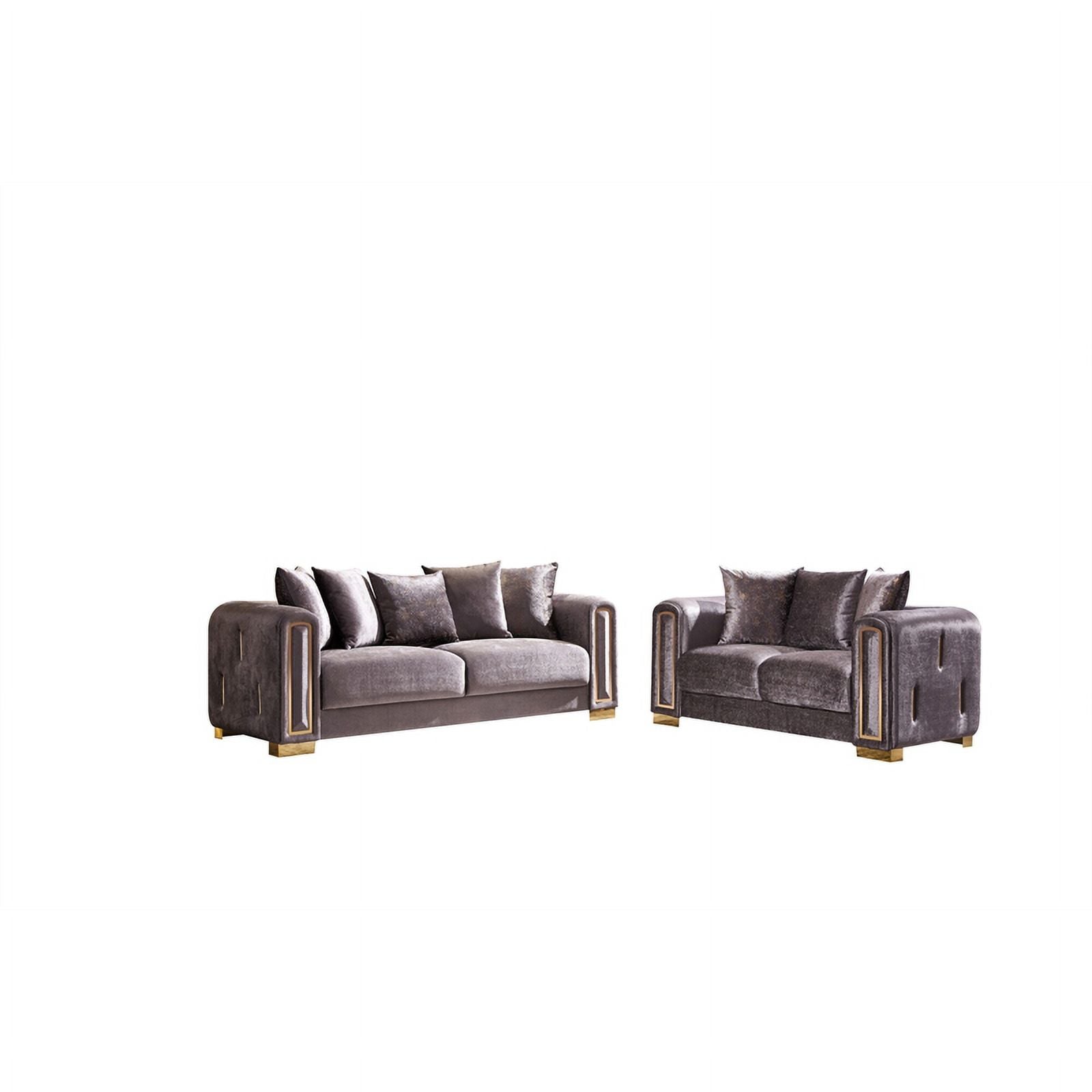 Gray Velvet 2Pc Living Room Set With Wood D30999