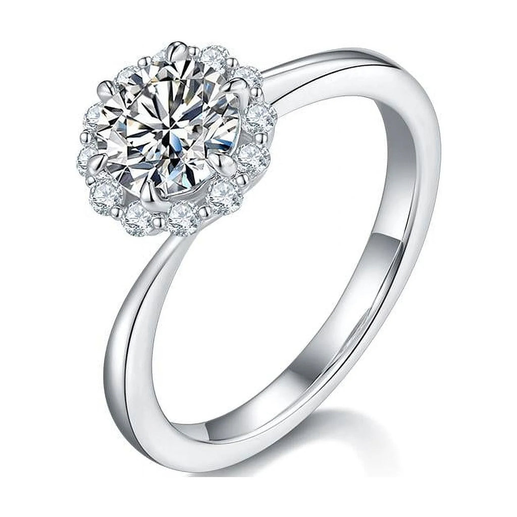1 Carat Round Cut Moissanite Pave Prong Set Engagement Ring F9271