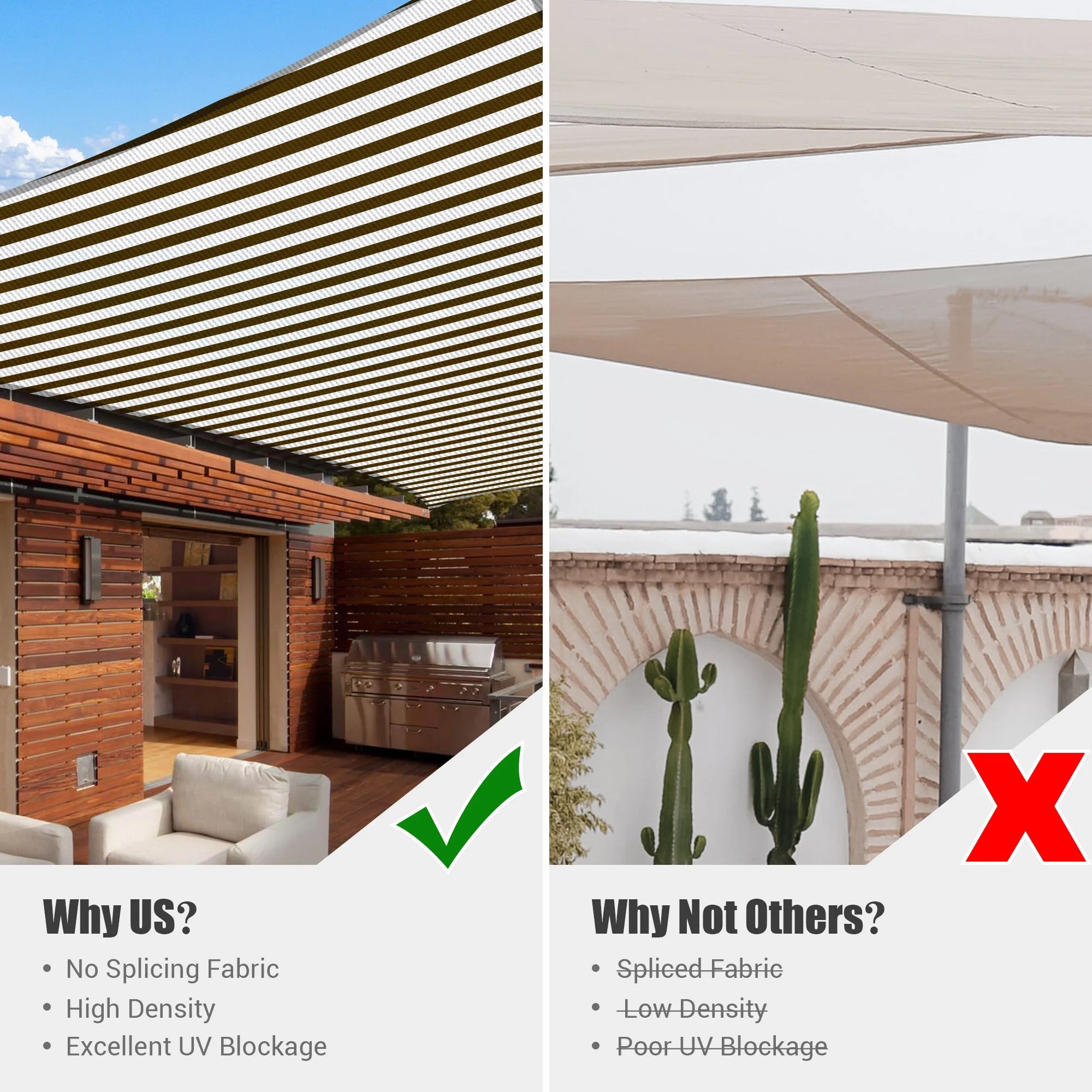 Coffee White Rectangle Sun Shade Sail I2847