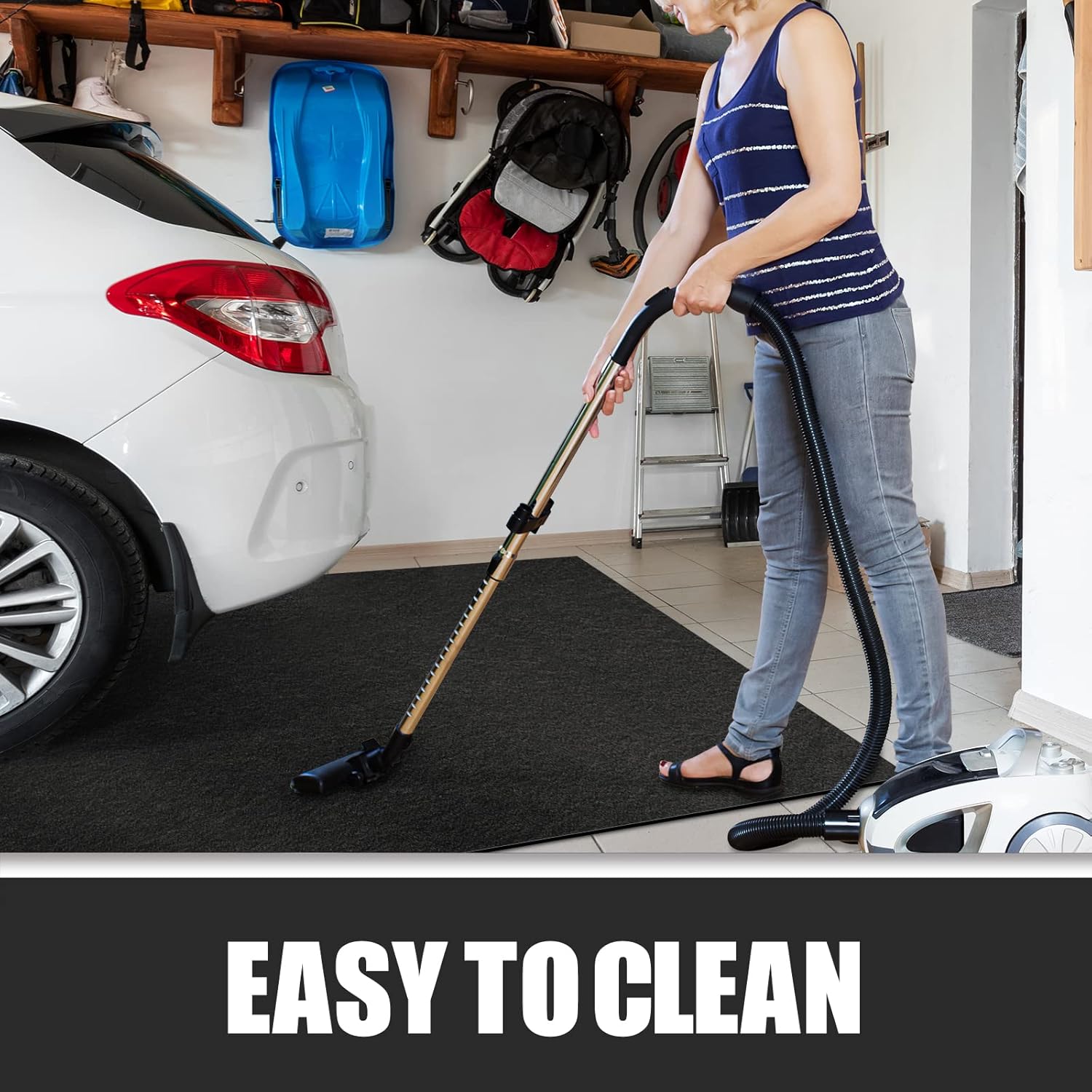 Absorbent Oil Mat Garage Floor Mat, Reusable, Washable, 7.4 ft x 20 ft N444