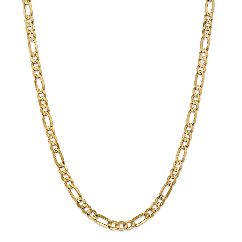 14kt Yellow Gold 6mm Open Figaro Chain 18 inch Lobster Clasp G90974