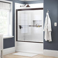 Bronze Semi-Frameless Sliding Bathtub Door with Clear Glass B319