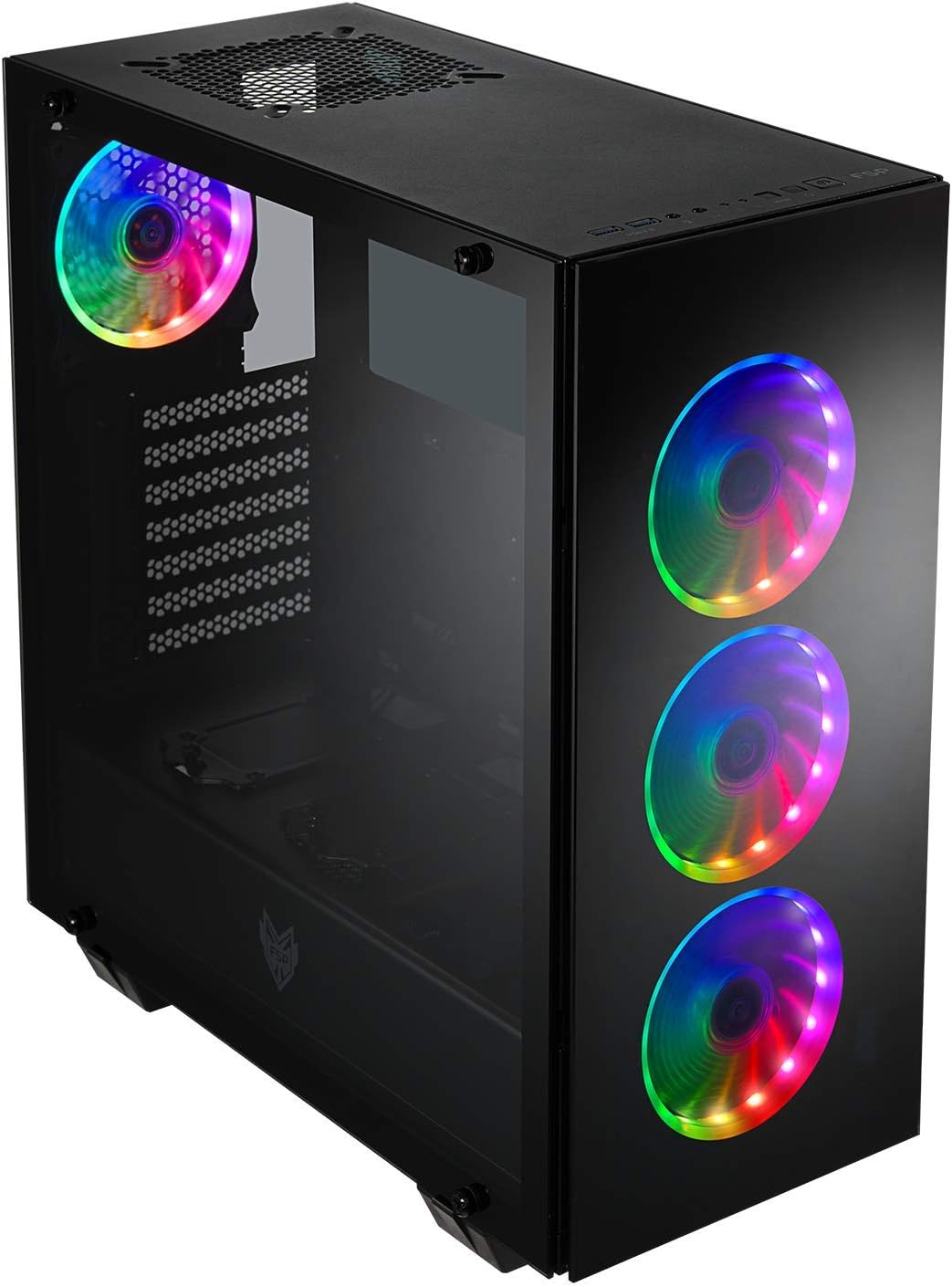 ATX Mid Tower PC Gaming Case with 3 Tempered Glass Panels and 4 ARGB Fans N5681
