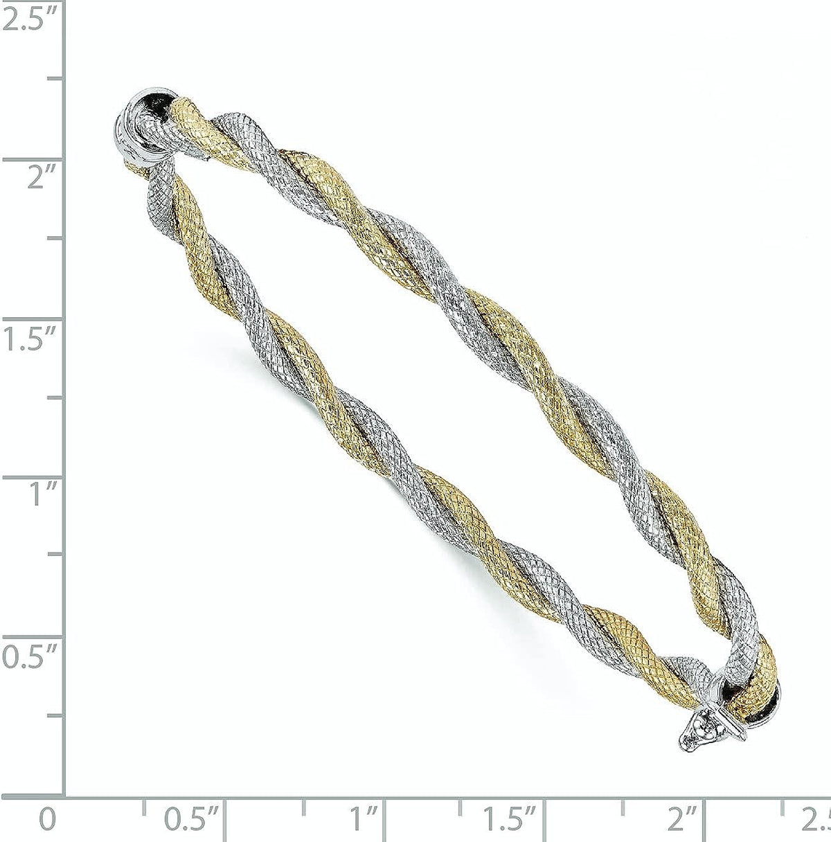 Gold 14K Two-tone Textured Hinged Bangle Q115272