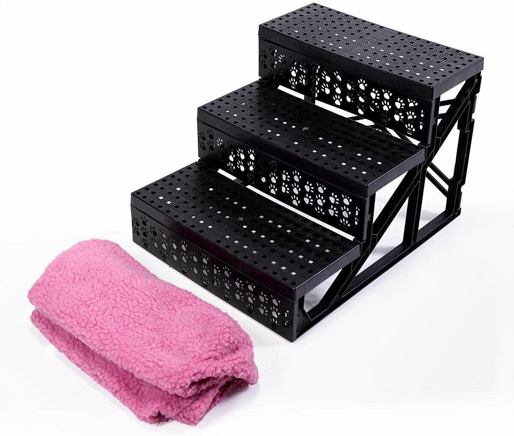 Pet Stairs 3 Steps Removable Non-Slip Dog Steps Pink Pack of 2 G5983